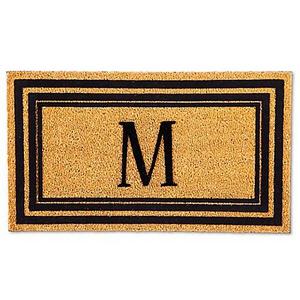 Flocked Monogram Letter "M" Door Mat Insert in Black