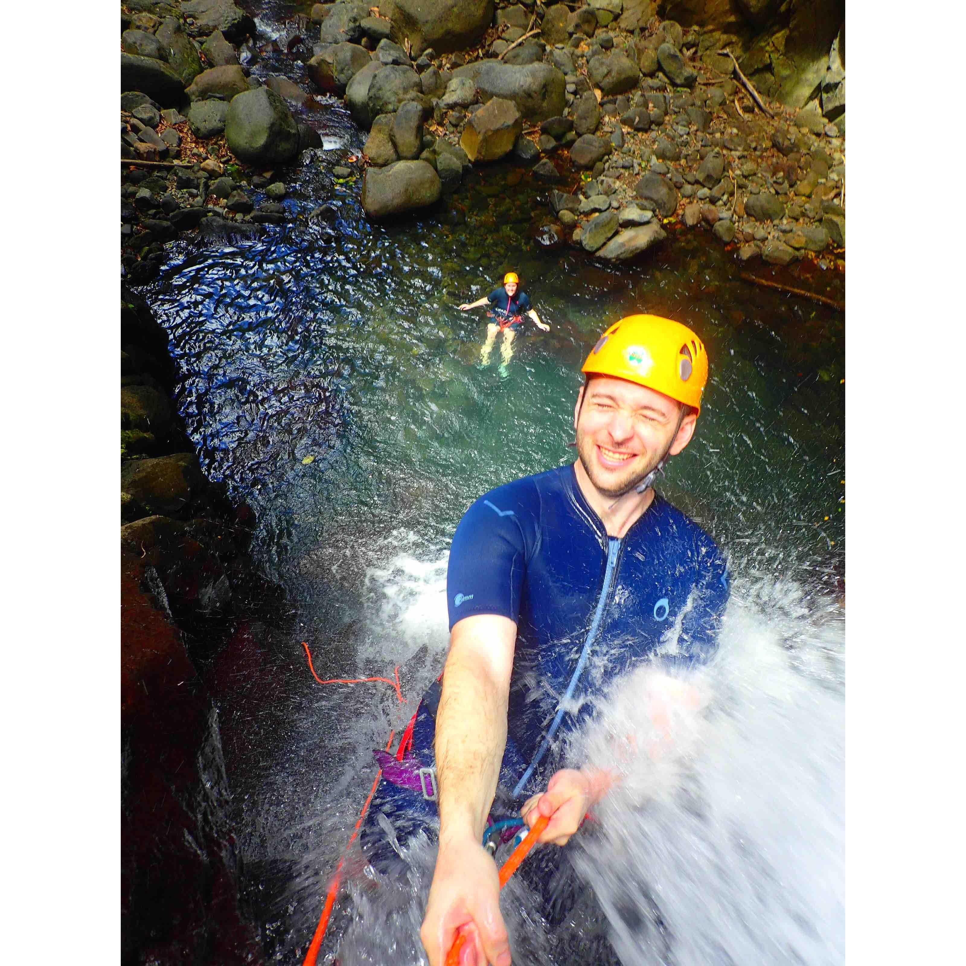 Canyoning down a waterfall in Guadeloupe!