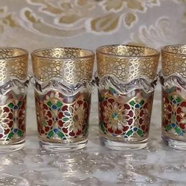 Set of 6 Moroccan Crystal Tea Glasses