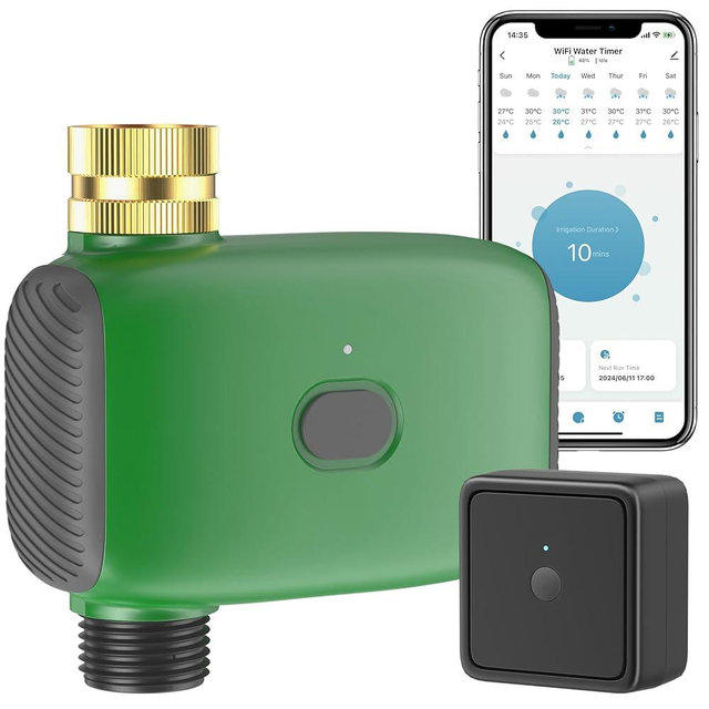 UOUNE WiFi Sprinkler Timer, Programmable Water Timer for Garden Hose, Outdoor Smart Sprinkler Controller for Lawn Automatic Irrigation System, with WiFi Hub, APP Control, Compatible with Alexa/Google