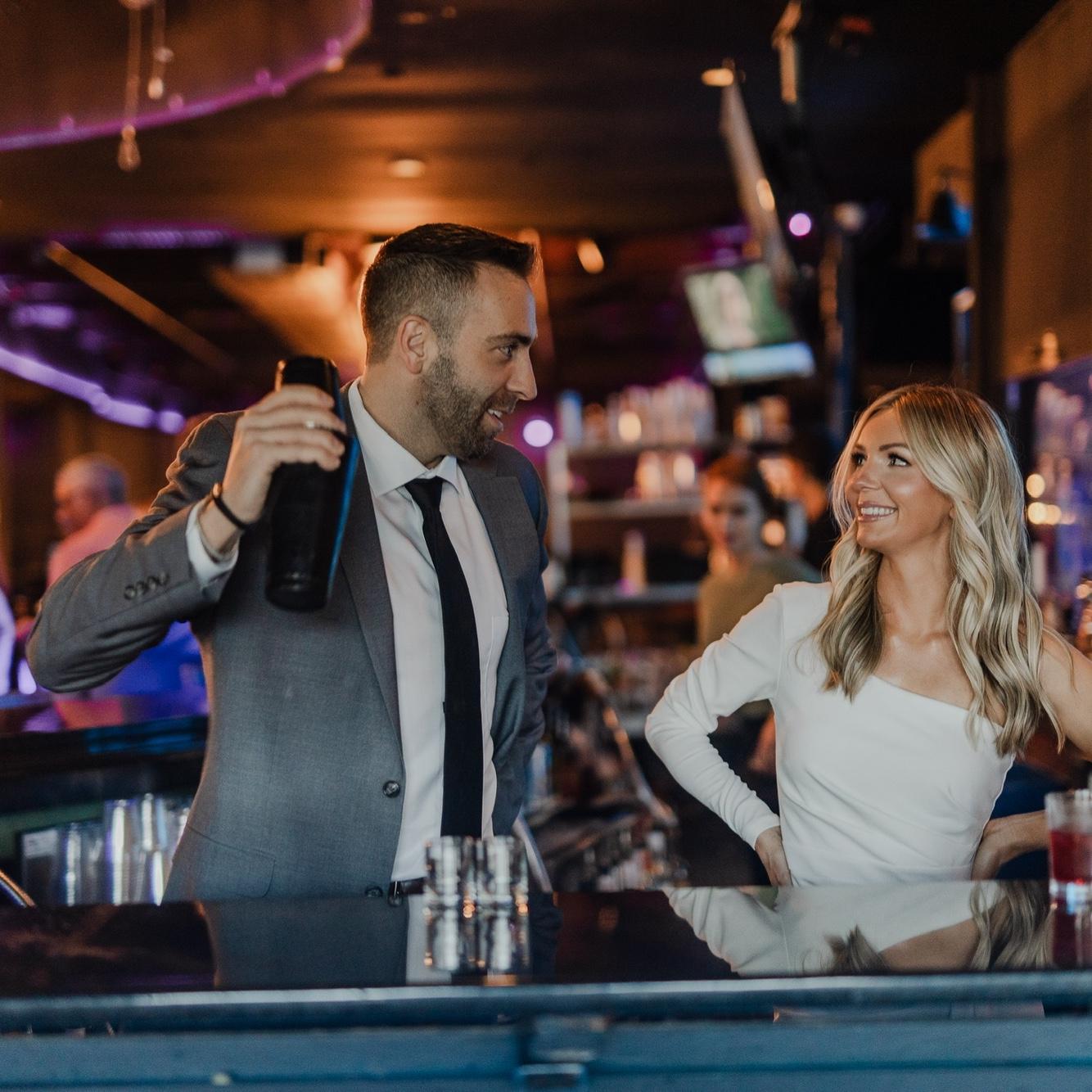 What most of us working together at the bar looked like.. Ryan working, me watching :)