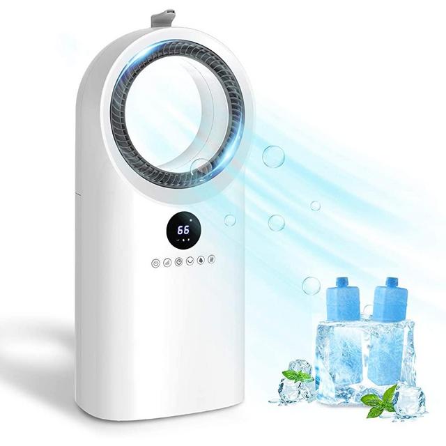 LifePlus Evaporative Air Cooler, 3 in 1 Bladeless Tower Fan with Cooling & Humidification Function, Portable Swamp Cooling Fan with 1.5 Gallon Water Tank, 12 Hour Timer and Remote Control for Room & Office