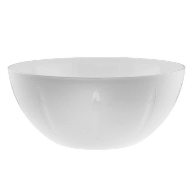 YBM Home 10-Inch Plastic Serve Mixing Bowl for Everyday Meals - Ideal for Cereal, Snacks, Popcorn, Salad, and Fruits, Microwave Safe, White