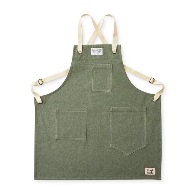 Crossback Chambray Apron, Green