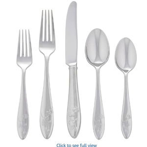Lenox Silverware Set For 12, Butterfly Meadow 65-Piece Flatware Set, Service For 12, 18/10 Stainless Steel, Dishwasher Safe, Butterfly and Flower Motif, Includes Serving Utensils (Silver, 65 Piece)