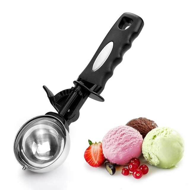 Ice Cream Scoop with Trigger, 6 Tbsp Cookie Scoop for Baking, 3 Oz Cookie dough Scooper, Large Ice Cream Scooper, Stainless Steel Portion Scoop, 90 ML