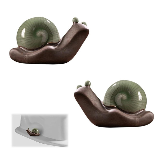 2 Pcs Snail Toilet Bolt Covers Decorative Toilet Screw Cover Caps, Ceramic Toilet Caps for Bottom of Toilet, Cute Toilet Bowl Bolt Covers for Bathroom Decor, Easy to Install (Green Snail)