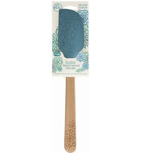 Talisman Designs Silicone Spatula & Laser Etched Beechwood Handle | Succulent Design | Cute & Functional Kitchen Tool | Natural Wooden Decorative Spatula
