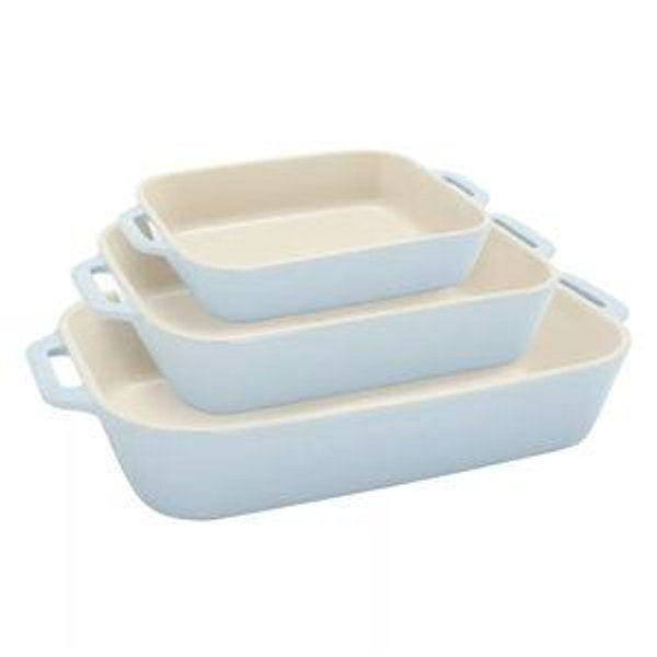 Staub Ceramic 3-pc Rectangular Baking Dish Set - Pastel Blue