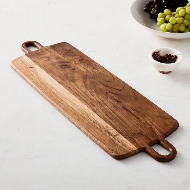 Hudson Rounded Serveware Double Handled Board, Acacia Wood