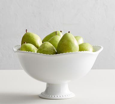 Emma Beaded Stoneware Footed Serving Bowl (True White)