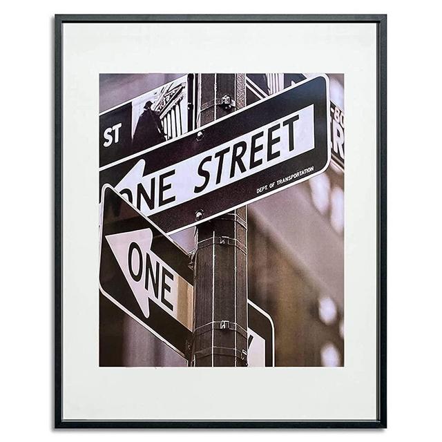 TheDisplayGuys - Contemporary Aluminum Picture Frame - Tempered Glass - 20x24 matted to 16x20 - Black - Wall Hanging