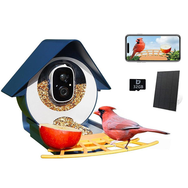 Birdkiss Smart Bird Feeder with Camera, AI Identify Bird Feeder Camera with Solar Pannel, Auto Capture Bird Videos & Instant Notification, Ideal Gift for The Birdlover