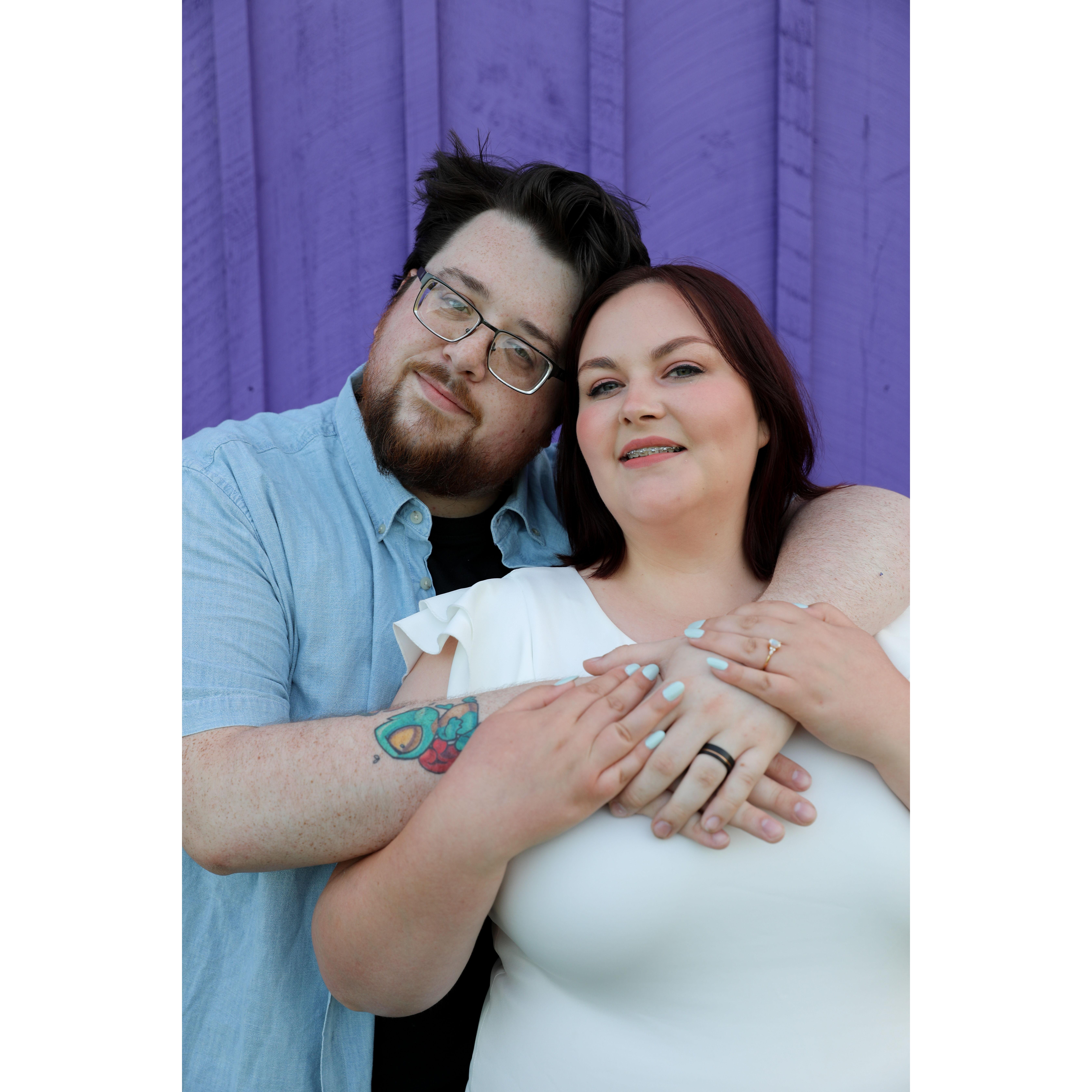 Engagement photoshoot at Sunset Ridge Lavender Farms. Photographer was Bloom Photography, LLC