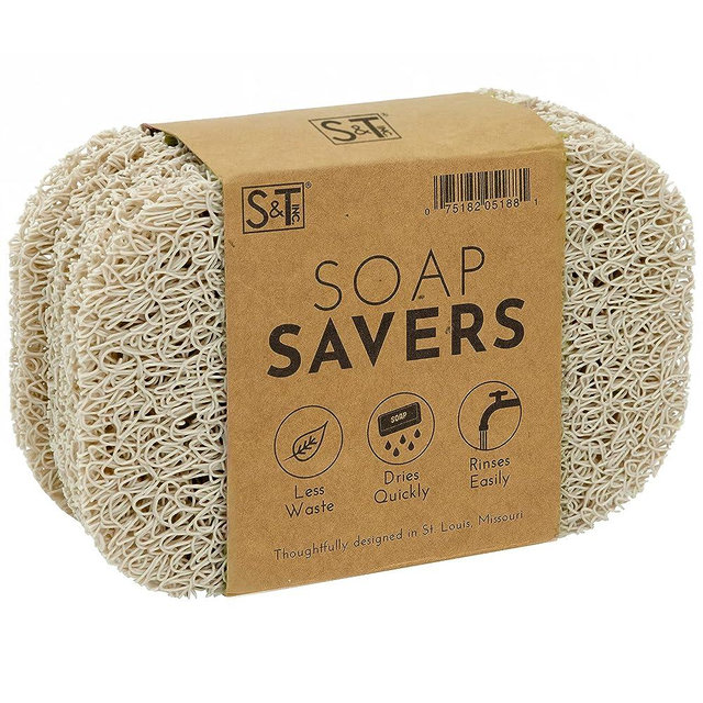 S&T INC. BPA-Free Soap Savers for Kitchen and Bathroom, 4 Pack, Cream