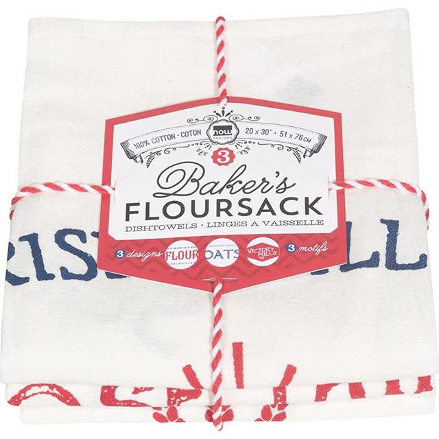 Now Designs Bakers Floursacks, Set of Three, Dry Goods