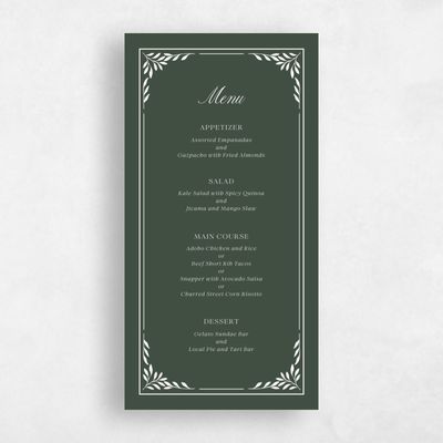Evergreen Wedding Menu - Thalia