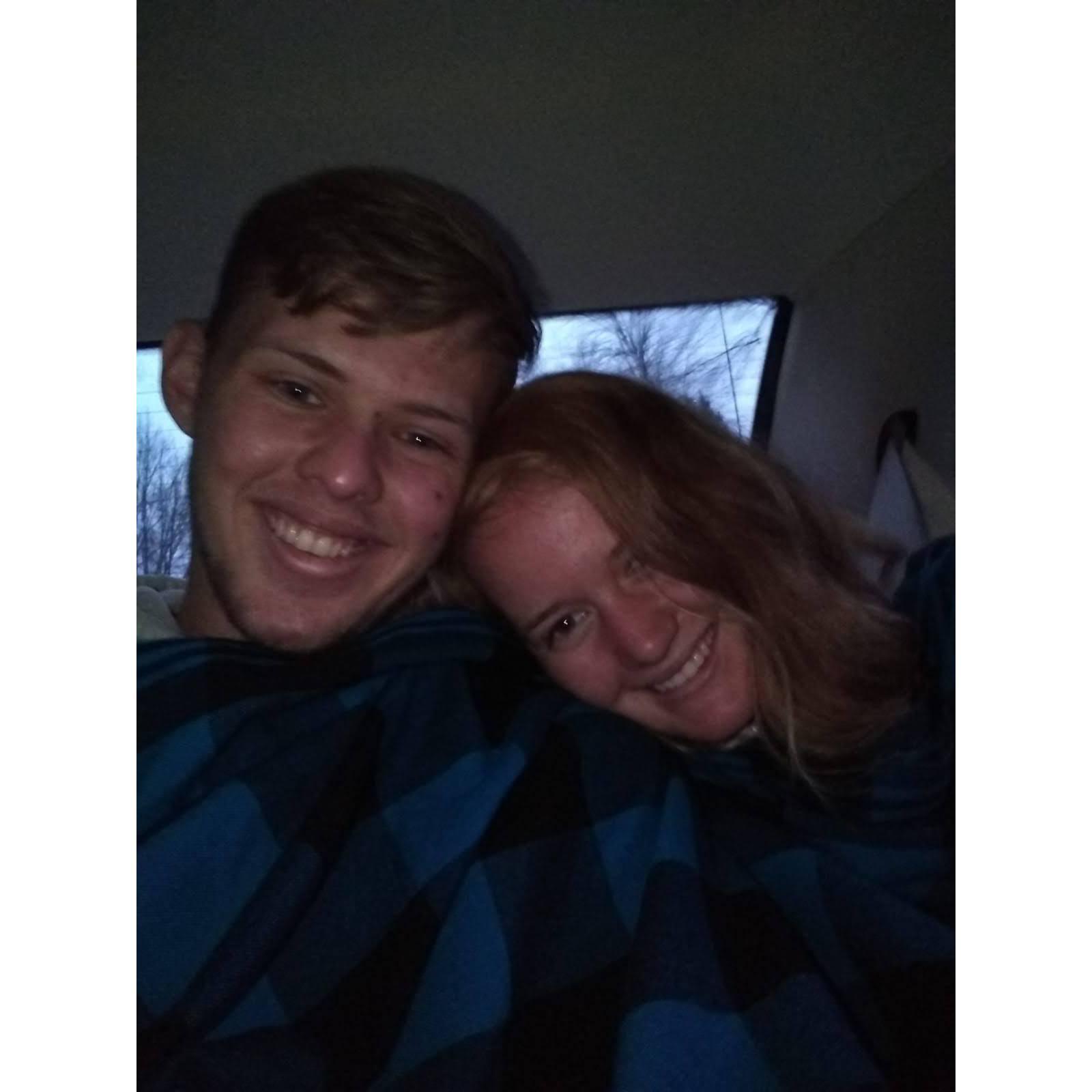 Our first photo together after 7 months of dating long distance. December, 2021, Wheaton.