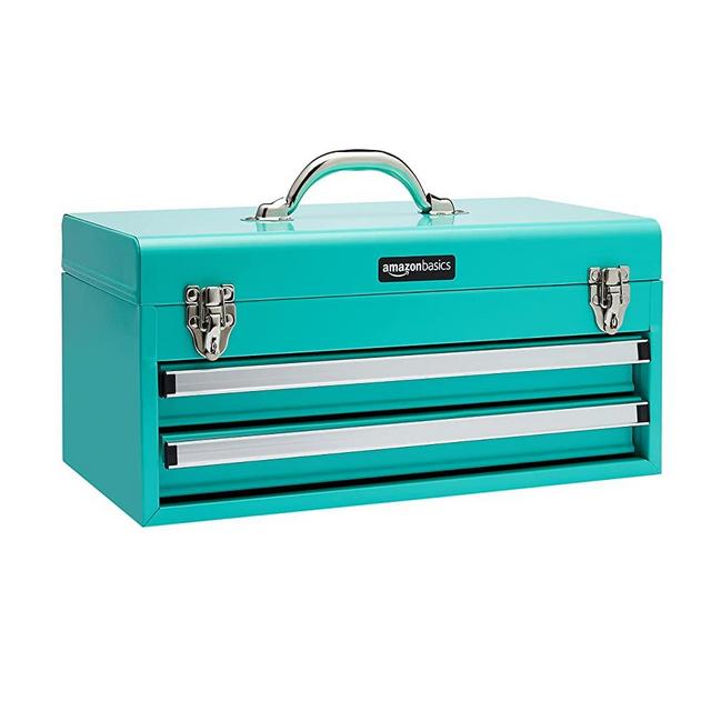Amazon Basics 2-Drawer Steel Organization Chest - Turquoise Powder Coated Finish