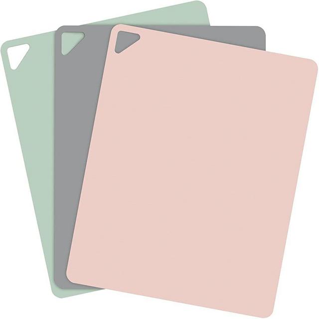 Extra Thick Flexible Cutting Boards for Kitchen - Cutting Mats for Cooking, Colored Cutting Mat Set with Easy-Grip Handles | Non Slip Cutting Sheets, Flexible Plastic Cutting Board Set of 3 (15"x12")