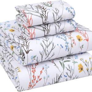 RUVANTI 100% Cotton Sheets - Crispy Cooling Percale Sheets for Queen Size Bed, Breathable & Durable Queen Sheet Set, 16 Inches Deep Pocket Bed Sheets, Aroma, 4 Pieces