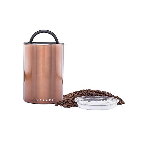 Planetary Design Airscape Coffee and Food Storage Canister - Patented Airtight Lid Preserve Food Freshness with Two Way CO2 Valve, Stainless Steel Food Container, Mocha Brown, Medium 7-Inch Can
