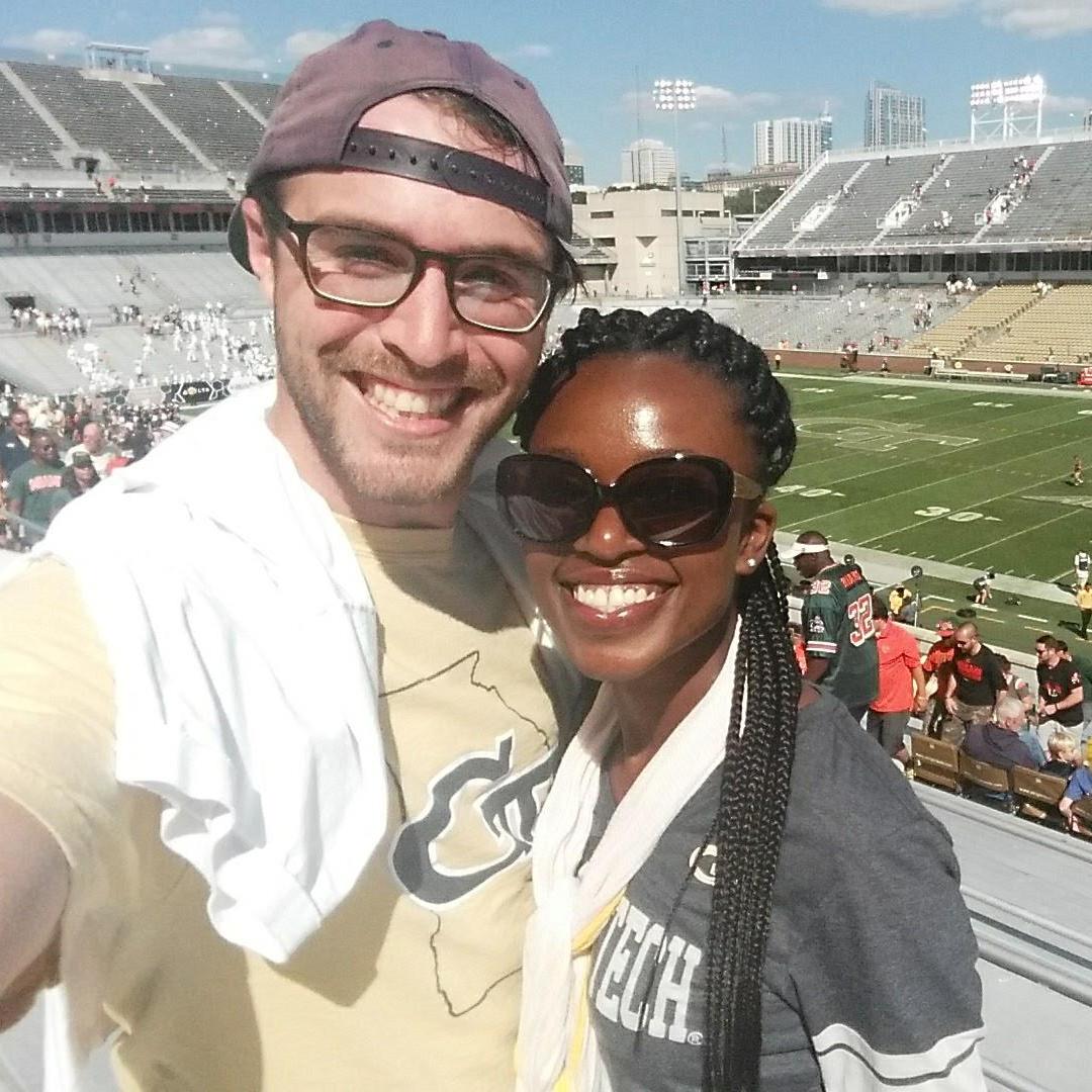 We enjoy Georgia Tech Football games ! Two munchkins in love !