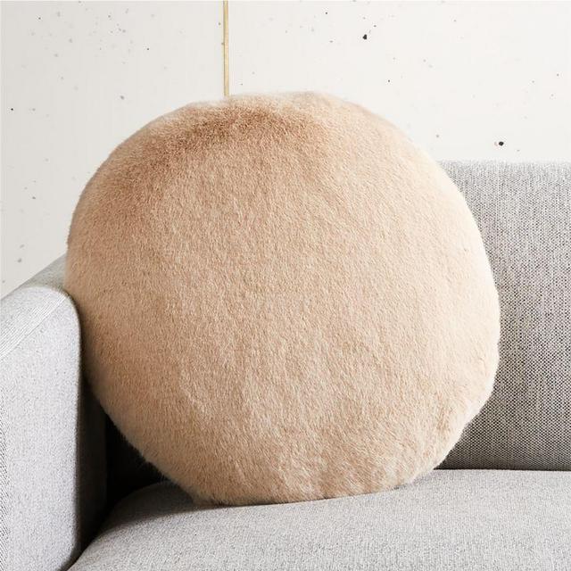Harlee Light Brown Round Pillow