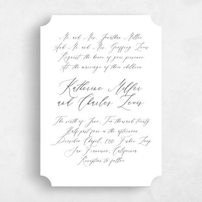White Ticket Wedding Invitation - Violin Portrait