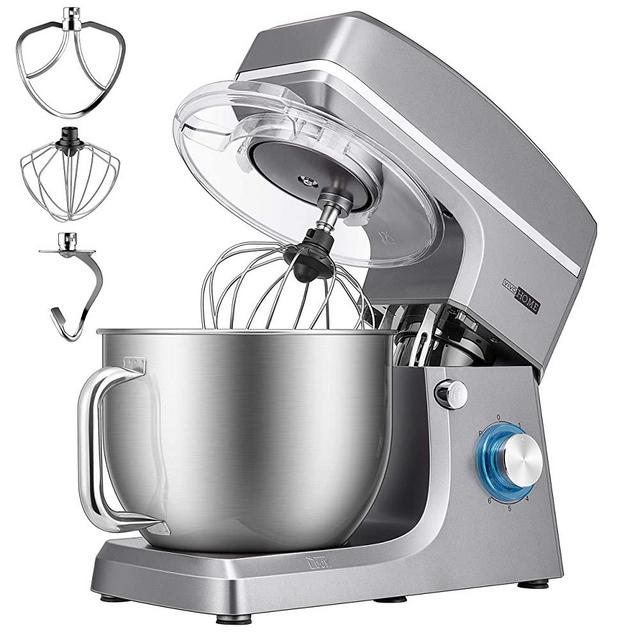 VIVOHOME 7.5 Quart Stand Mixer, 660W 6-Speed Tilt-Head Kitchen Electric Food Mixer with Beater, Dough Hook and Wire Whip, ETL Listed, Iron Gray