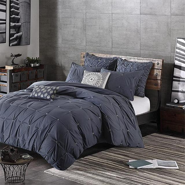 Ink+Ivy Nadia Dot Embroidered Oblong Pillow Navy 12x18
