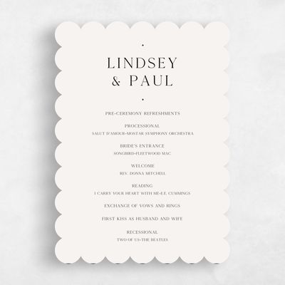 Beige Scalloped Wedding Program - Cadiz