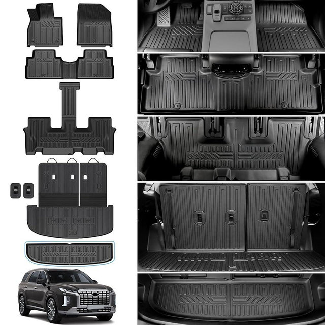 HOUCLEMIC Floor Mats for 2020-2025 Hyundai Palisade, Trunk Mat with Seat Back Cover and Lower Cargo Mat TPE All Weather Car Interior Protector for 2025 Hyundai Palisade Calligraphy Accessories