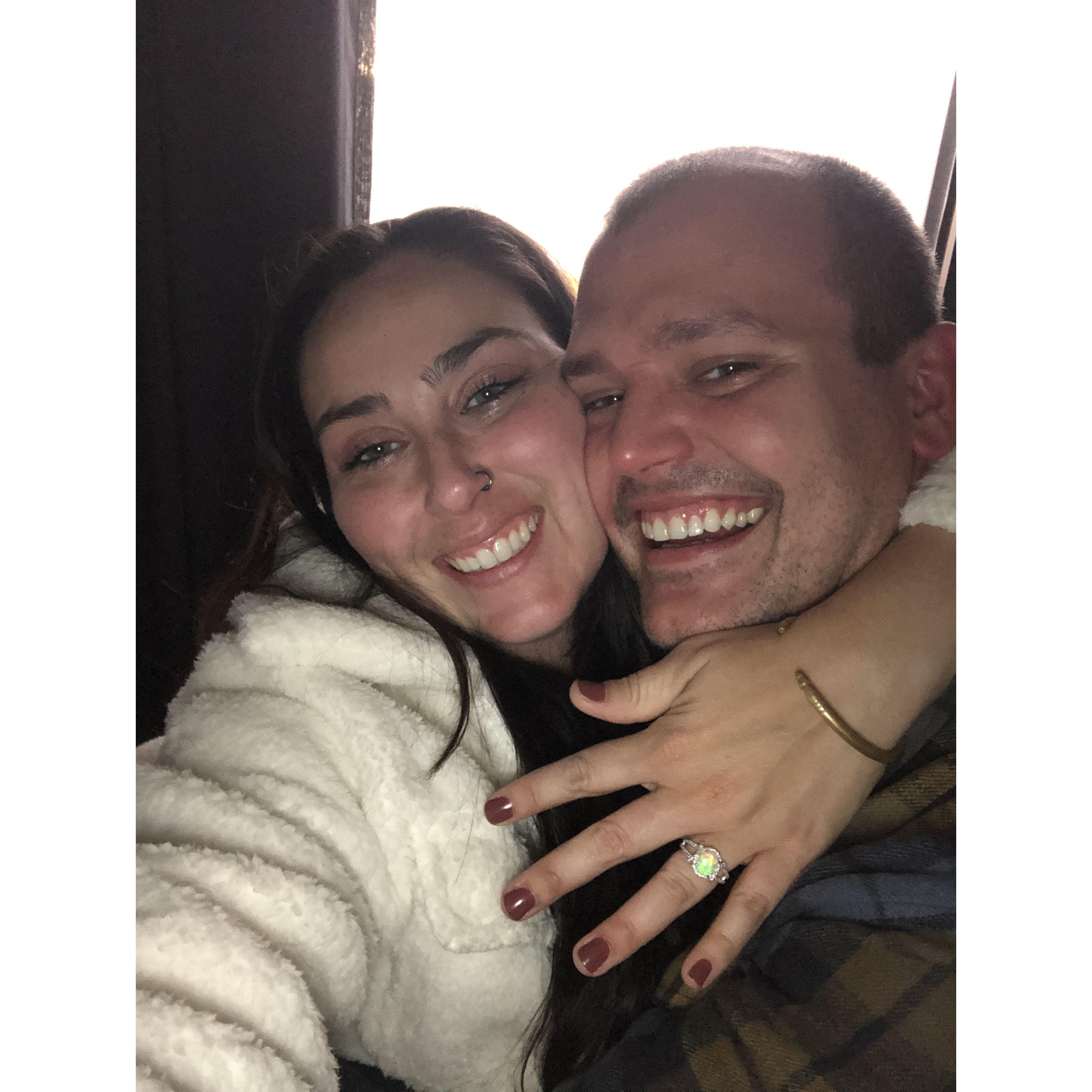 first picture after Matt proposed & after 15 min of ugly crying and laughing