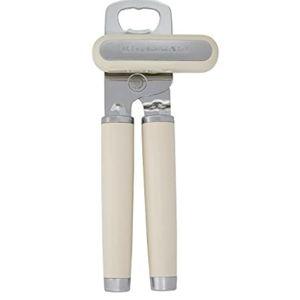 KitchenAid Classic Multifunction Can Opener and Bottle Opener Easy to Use, Razor Sharp Stainless Steel Cutting Wheel, Soft Ergonomic Handles, Almond Cream