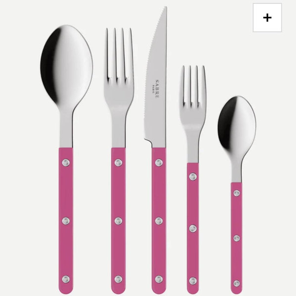 Bistrot Solid, Raspberry - 5 pieces cutlery set