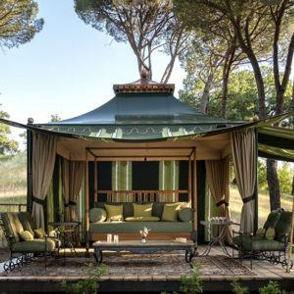 Bathhouse at pool tent