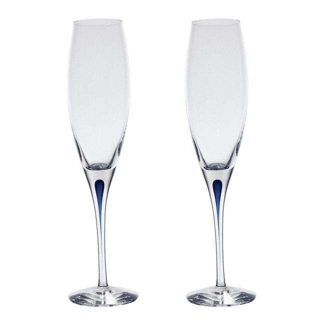 Orrefors "Intermezzo" Blue Set of 2 Flutes