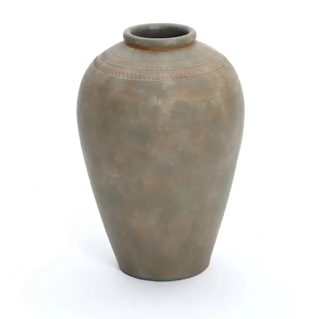 LuxenHome Rustic Brown Terracotta 14.6-Inch Tall Urn Vase