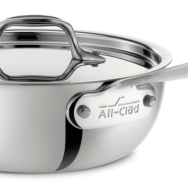 All-Clad Stainless Steel Tri-Ply Saucier Pan with Lid, 3-Quart, Silver