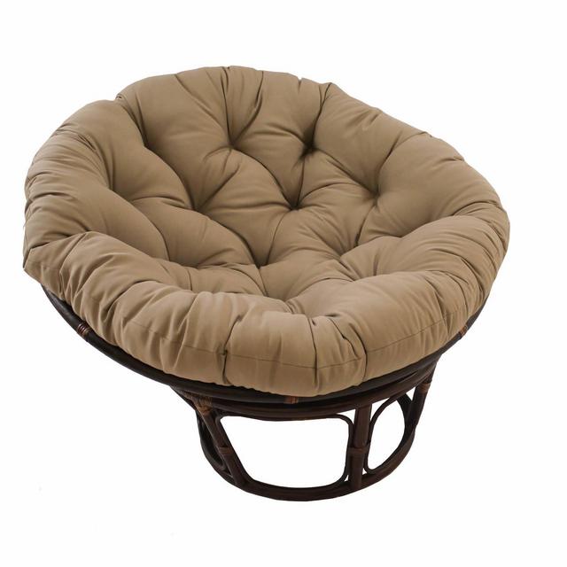 42" Rattan Papasan Chair with Solid Twill Cushion Toffee - International Caravan
