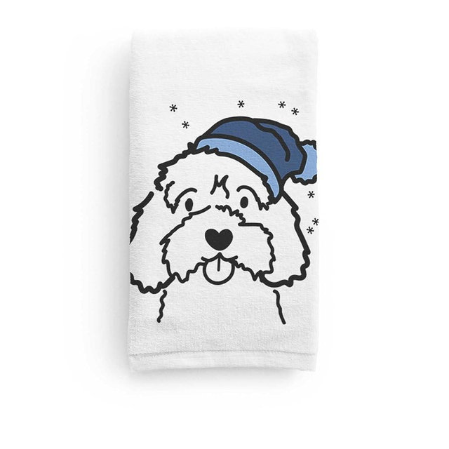 Inkopious Winter Hat Beanie Cavapoo Terrier Decorative Hand Towel - Christmas Holiday Home Decoration