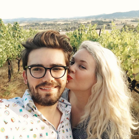 A surprise date picking grapes for wine at Covey Vineyards.