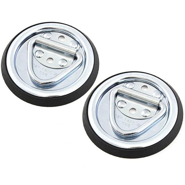 2 Surface Mount D Rope Ring 1/4 Inches Tie Down Truck Trailer Cargo Van Point 4 Inches Round