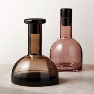 CB2 Sofia Smoked Glass Wine Decanter by Gianfranco Frattini