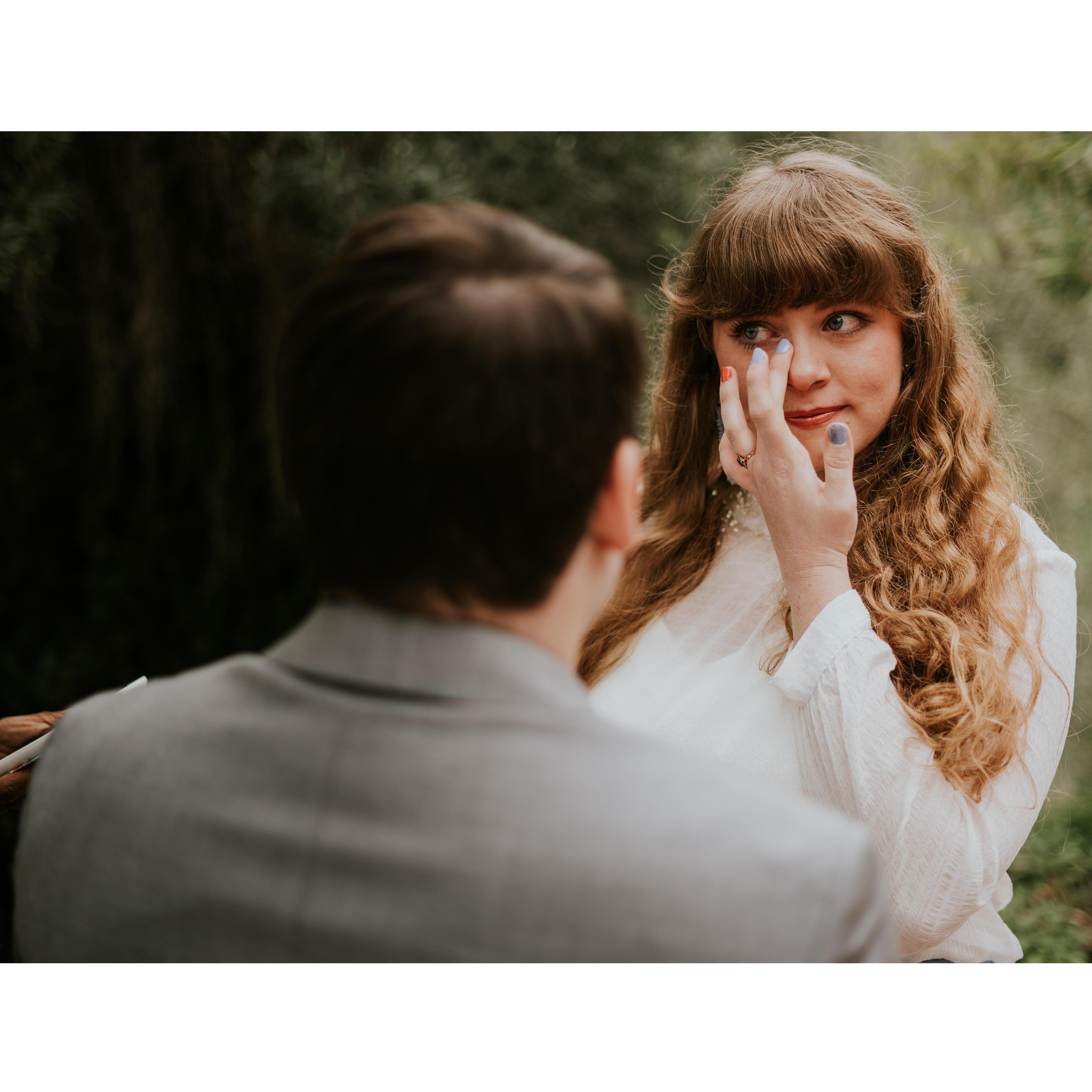 We both cried during each other's vows.