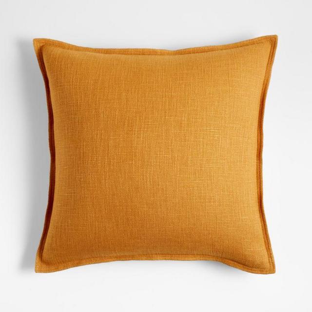 Amber 20"x20" Linen Throw Pillow with Down-Alternative Insert | Crate & Barrel