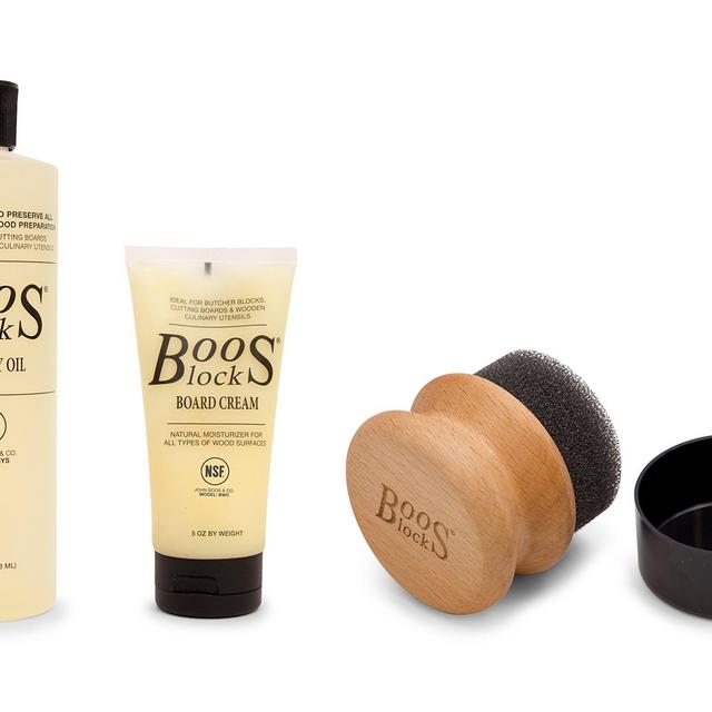 John Boos Block MYSCRMAPP Cutting Board Care and Maintenance Set: Includes One 16 Ounce Bottle Mystery Oil, One 5 Ounce bottle Board Cream and One Round Applicator