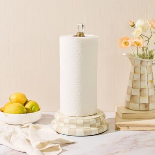 Mocha Check Paper Towel Holder