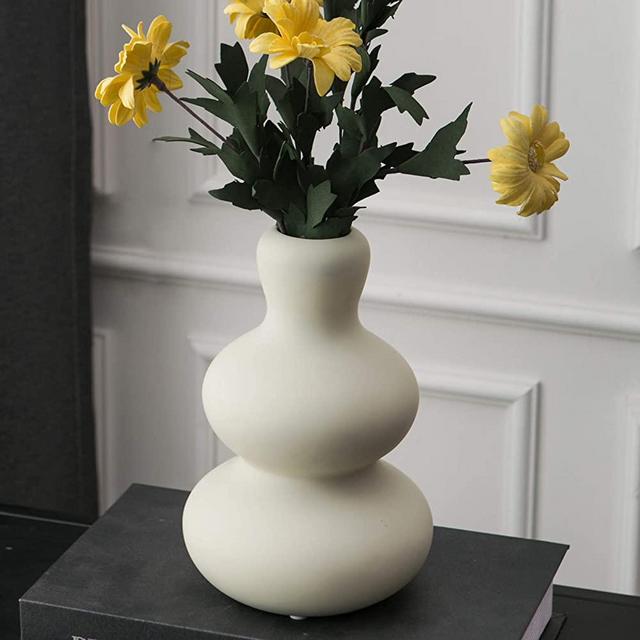 Tenforie Flower Vase Ceramic Vases for Decor, Flower Vase for Home Decor Living Room, Home, Office, Centerpiece,Table and Wedding (Light Grey)